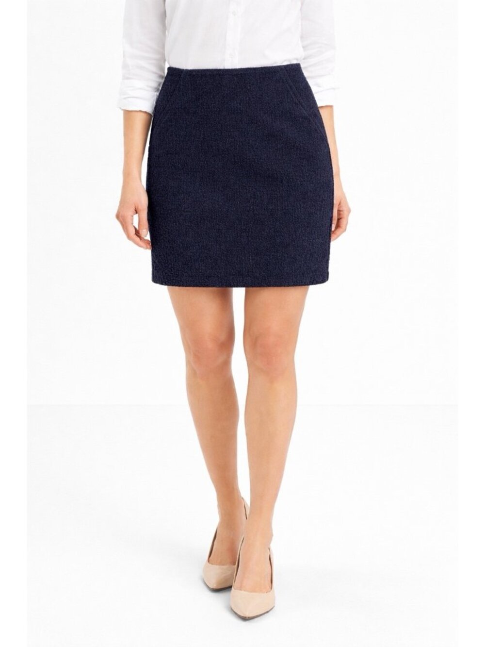 Lafayette 148 New York Pencil Skirt Womens 10 Dark Blue‎ Wool Bouclé Pockets NWT